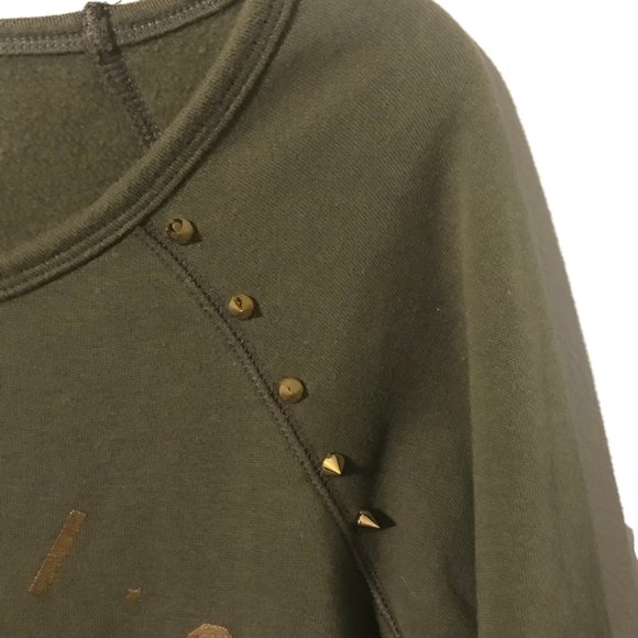 Express 3/4 Sleeve Green and Gold Lion Paris Sweater - Picture 3 of 6